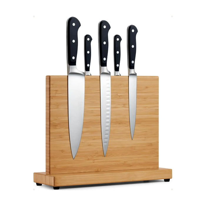 CARLA HOME Double-Sided Bamboo Magnetic Knife Block