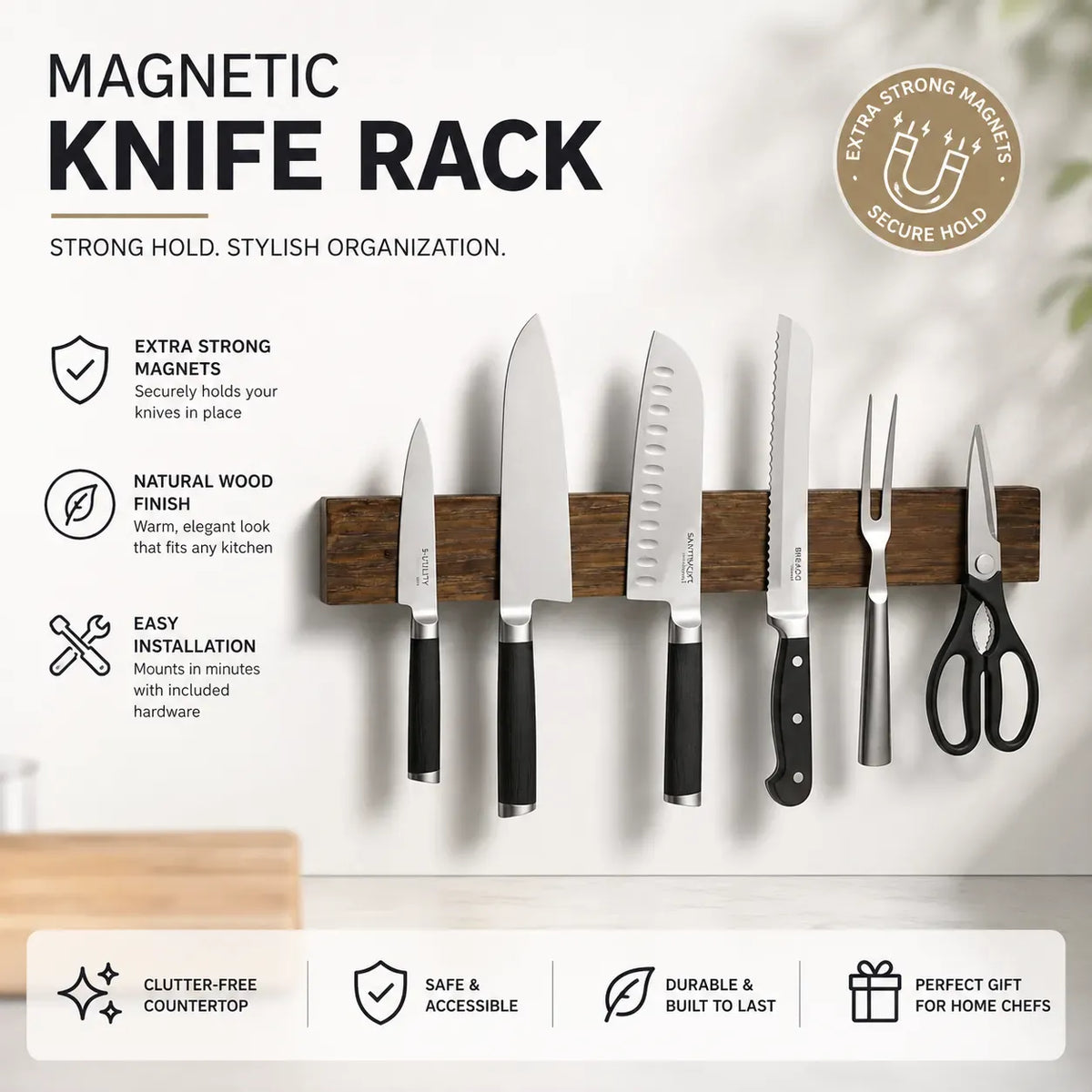 CARLA HOME 40 cm Wall-Mounted Magnetic Knife Holder