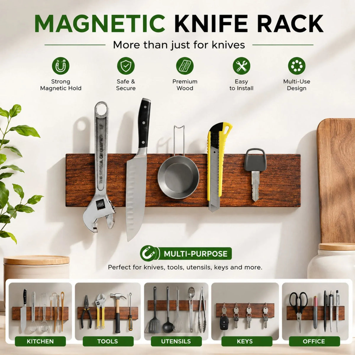 CARLA HOME 40 cm Wall-Mounted Magnetic Knife Holder