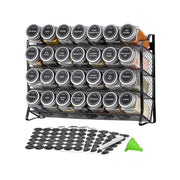 Kitchee 4-Tier Metal Spice Rack with 28 Glass Jars – Kitchen Herb & Spice Organiser