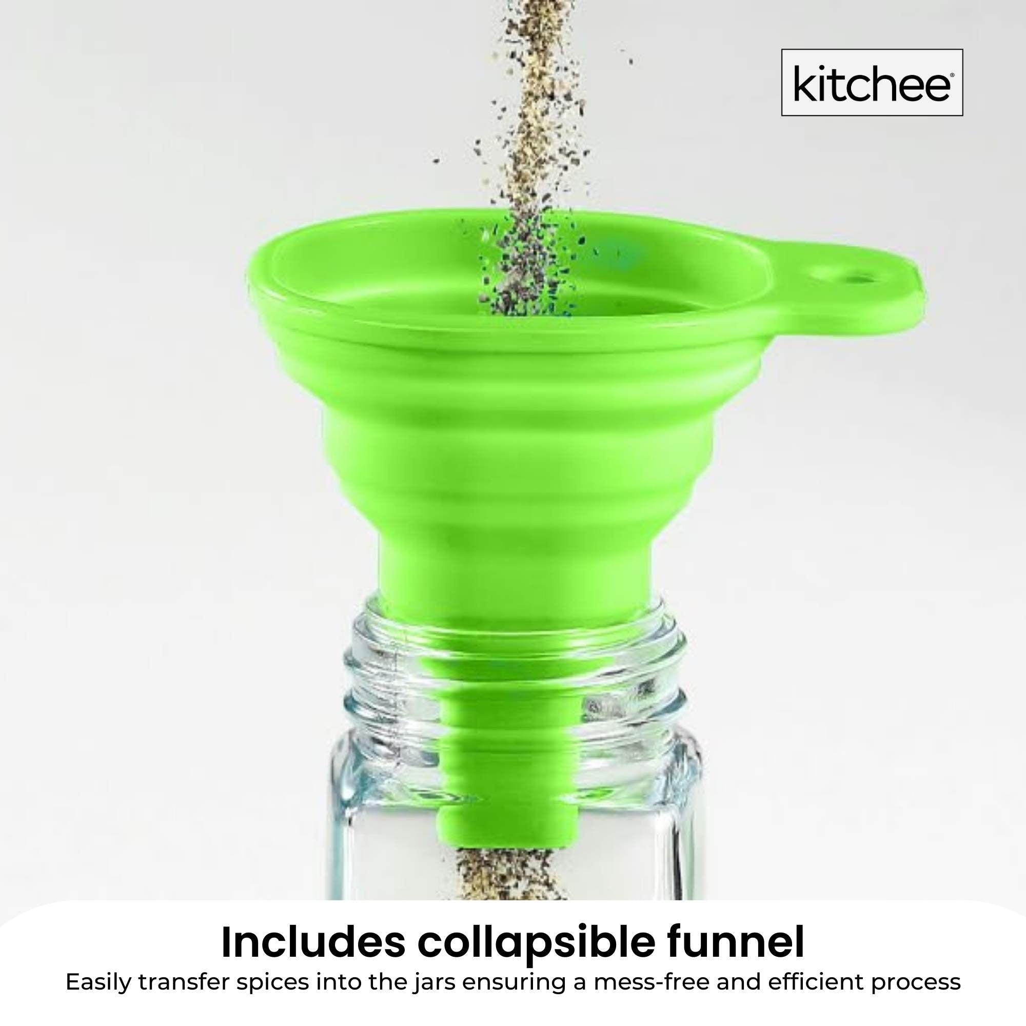 Kitchee 4-Tier Metal Spice Rack with 28 Glass Jars – Kitchen Herb & Spice Organiser