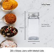 Kitchee 4-Tier Metal Spice Rack with 28 Glass Jars – Kitchen Herb & Spice Organiser