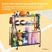 Social Hike Sports Equipment Storage Organiser and Side Rack Garage Trolley
