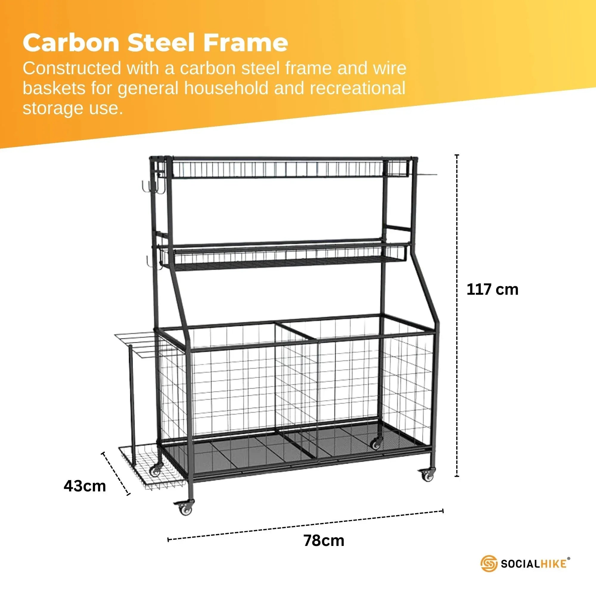 Sports Equipment Organiser Trolley on Wheels