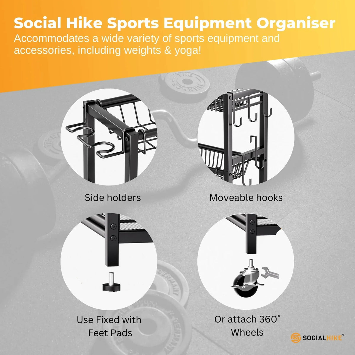 Sports Equipment Organiser Trolley on Wheels
