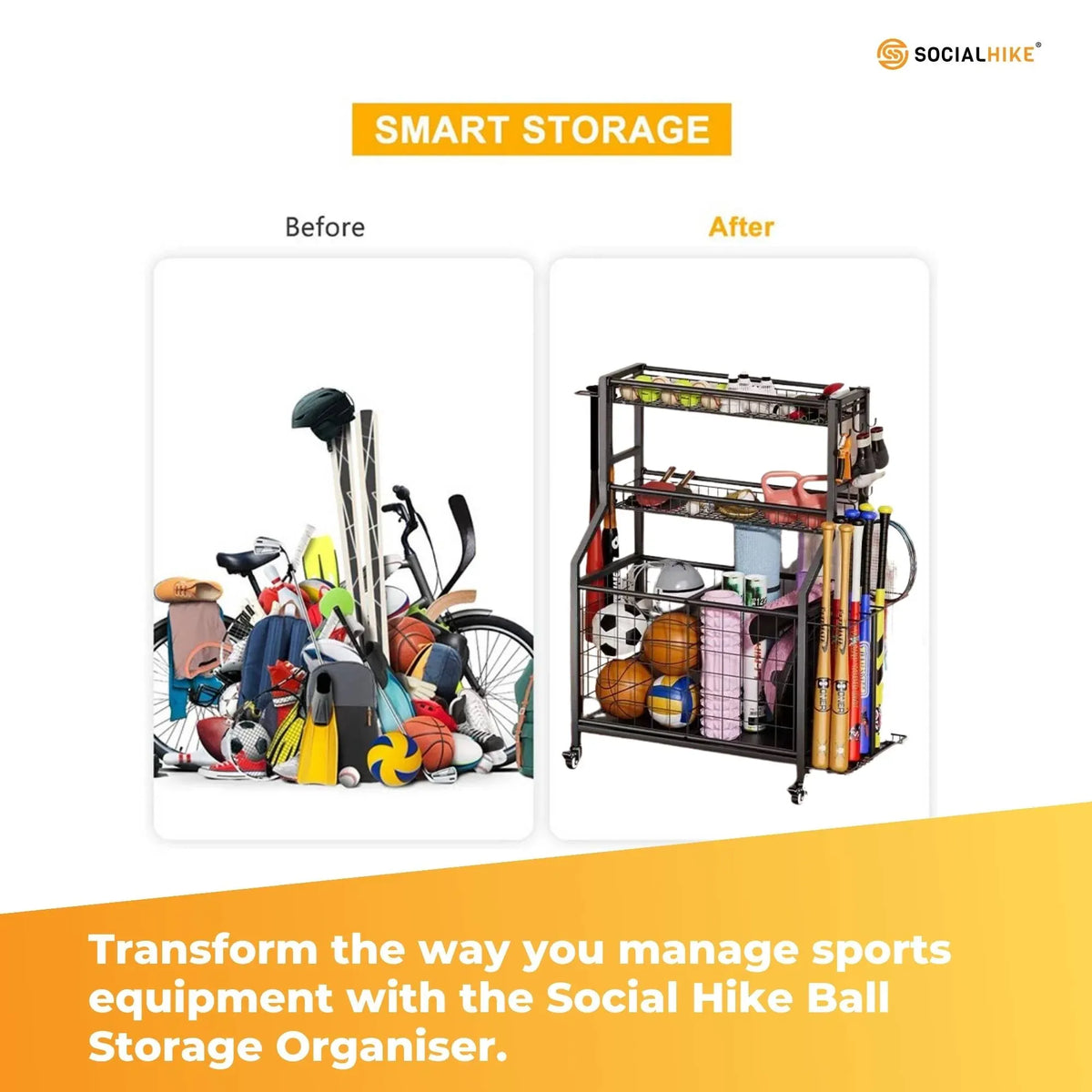 Sports Equipment Organiser Trolley on Wheels