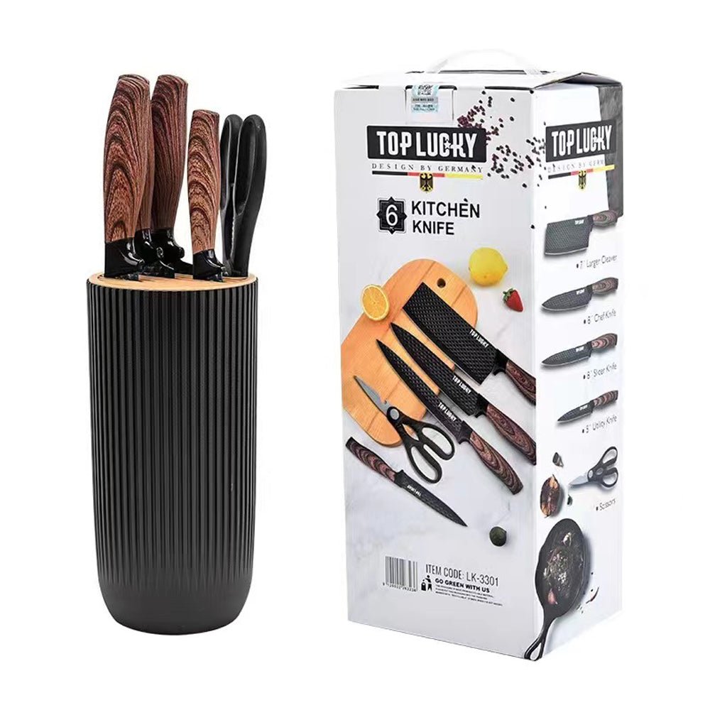 6-Piece Non-Stick Kitchen Knife Set with Block