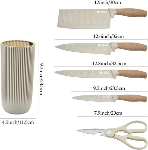 6-Piece Non-Stick Kitchen Knife Set with Block