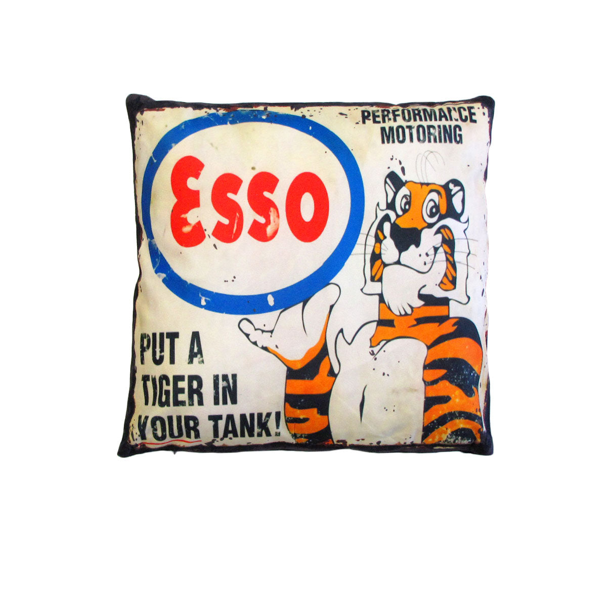 Retro Mancave Cushion – ESSO Upright Tiger | 40 × 40 cm