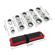 5PCS Flexible Head Ratchet Wrench Set 180 Flexible Rotation for Garage Tool Kit