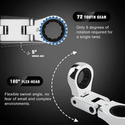 5PCS Flexible Head Ratchet Wrench Set 180 Flexible Rotation for Garage Tool Kit