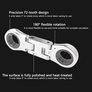 5PCS Flexible Head Ratchet Wrench Set 180 Flexible Rotation for Garage Tool Kit