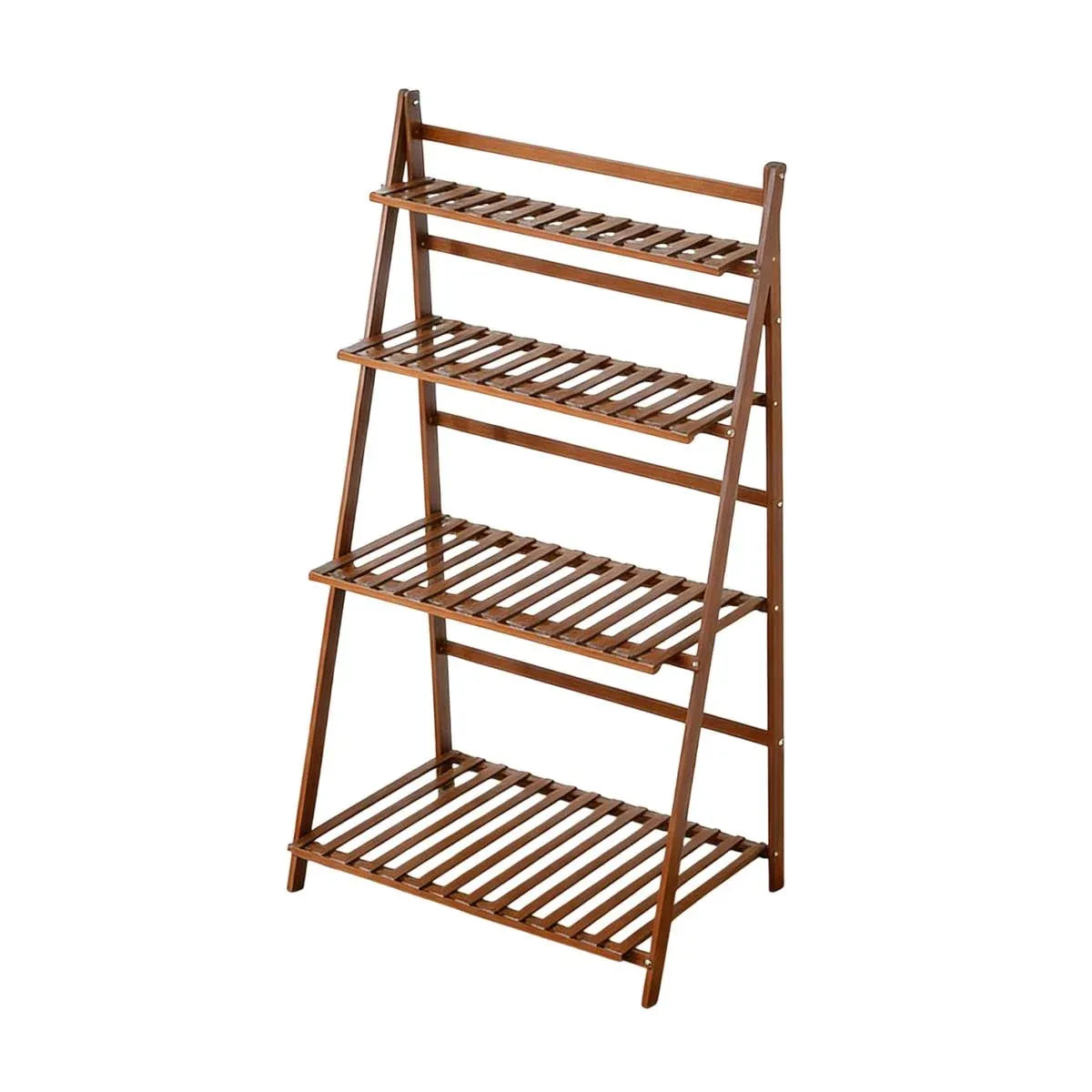4-Tier Folding Plant Stand – Bamboo Corner Shelf for Indoor & Balcony