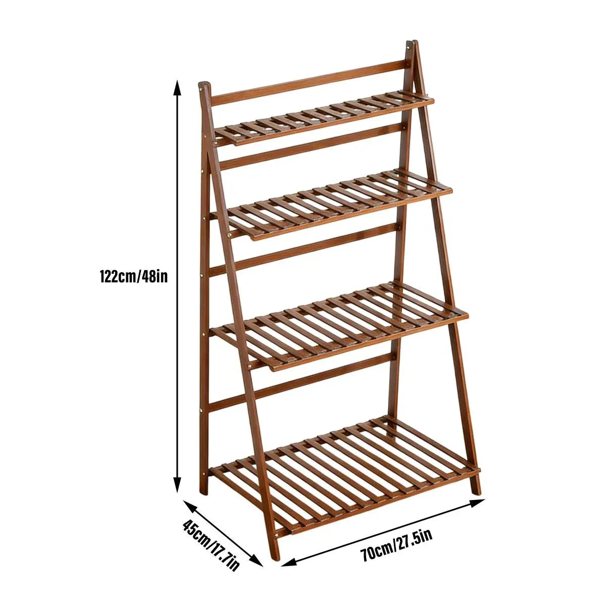 4-Tier Folding Plant Stand – Bamboo Corner Shelf for Indoor & Balcony
