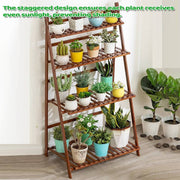 4-Tier Folding Plant Stand – Bamboo Corner Shelf for Indoor & Balcony