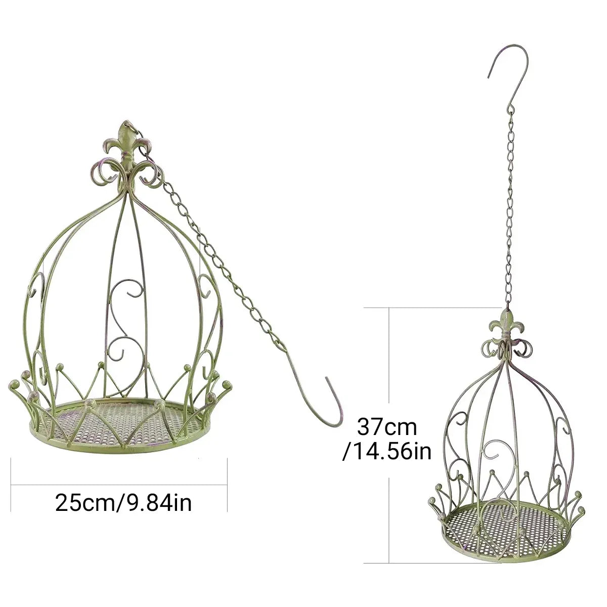Vintage Iron Hanging Flower Basket – Crown-Style Garden Planter