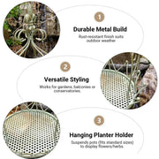 Vintage Iron Hanging Flower Basket – Crown-Style Garden Planter