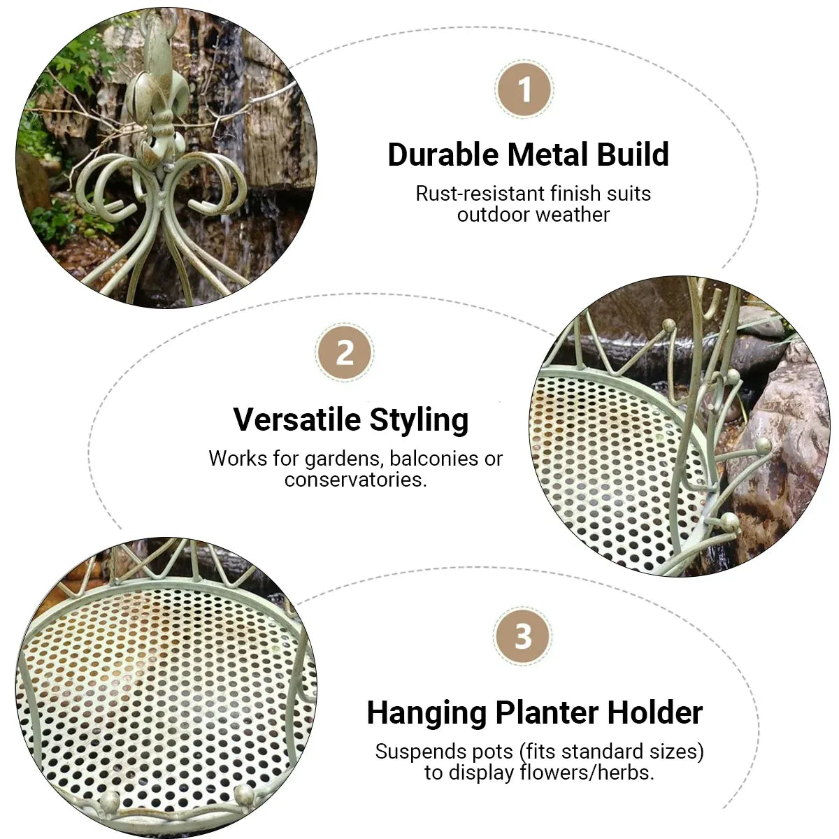 Vintage Iron Hanging Flower Basket – Crown-Style Garden Planter