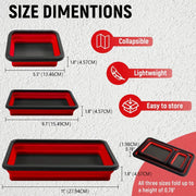 3PCS Foldable Metal Parts Tray Set Silicone Tool Organizer for Garage Repair