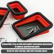 3PCS Foldable Metal Parts Tray Set Silicone Tool Organizer for Garage Repair