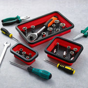 3PCS Foldable Metal Parts Tray Set Silicone Tool Organizer for Garage Repair