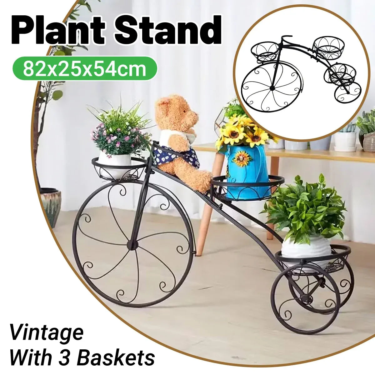 European-Style Bicycle Flower Rack – 3-Tier Iron Planter Stand