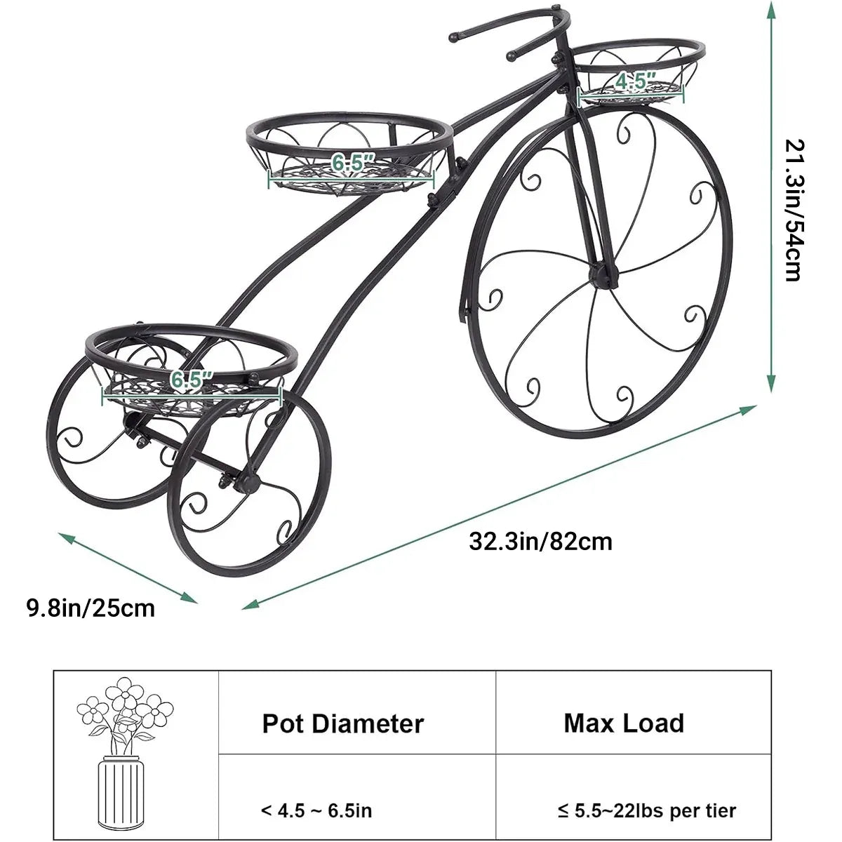 European-Style Bicycle Flower Rack – 3-Tier Iron Planter Stand