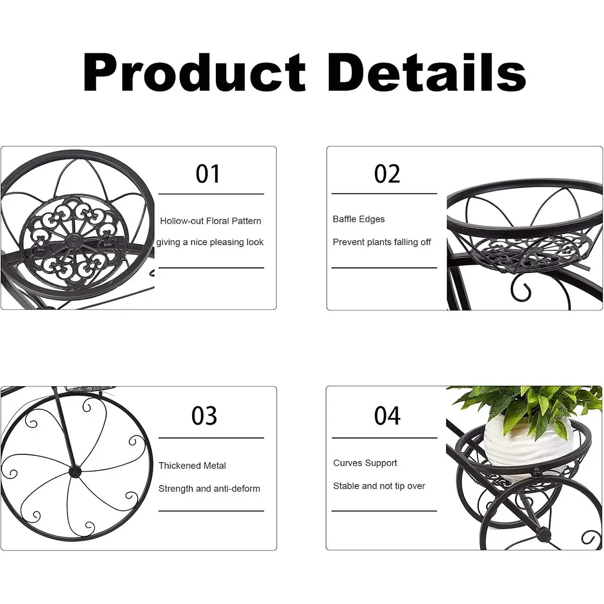 European-Style Bicycle Flower Rack – 3-Tier Iron Planter Stand