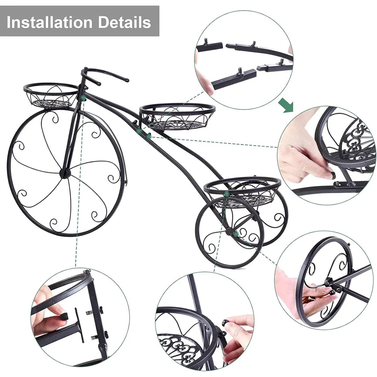 European-Style Bicycle Flower Rack – 3-Tier Iron Planter Stand