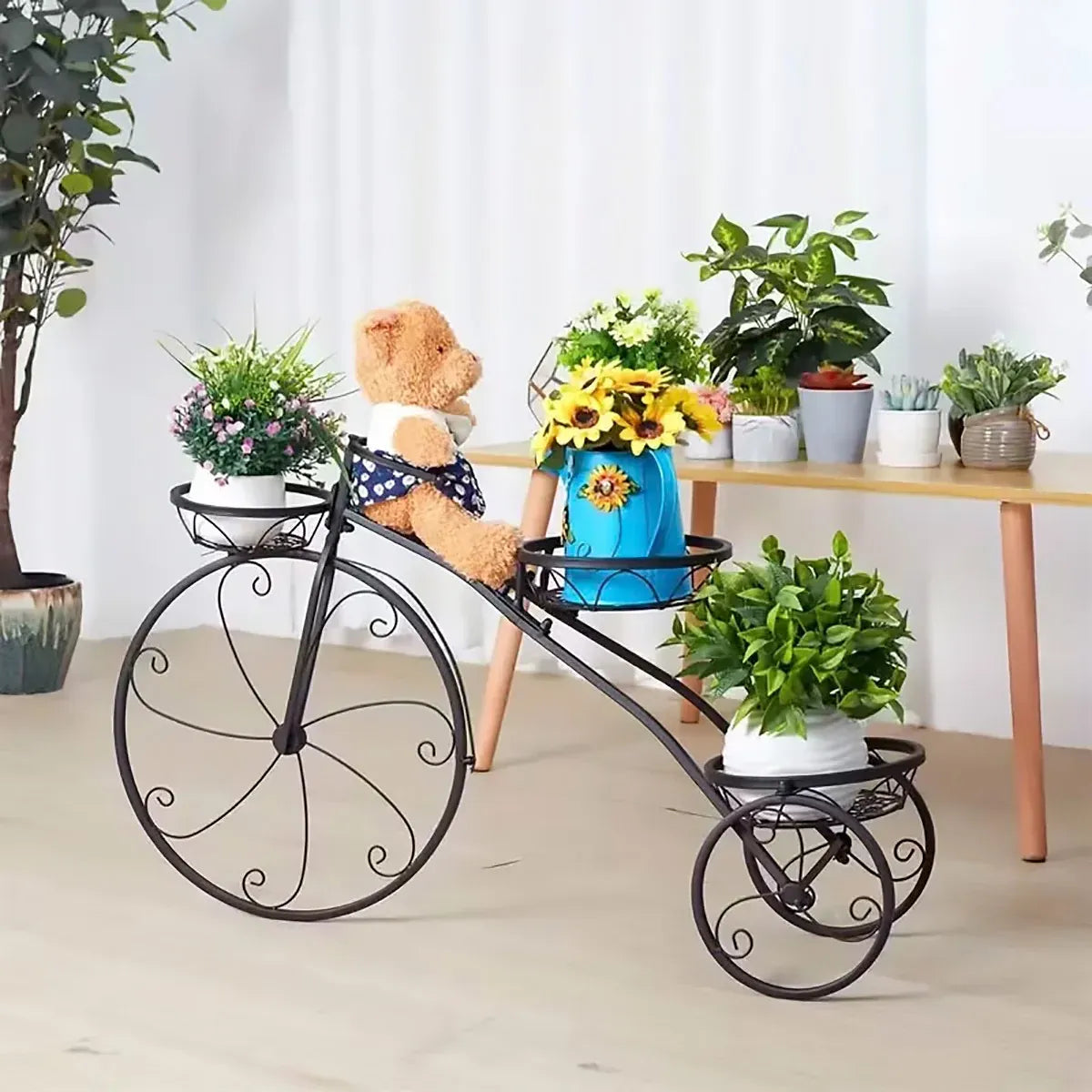 European-Style Bicycle Flower Rack – 3-Tier Iron Planter Stand