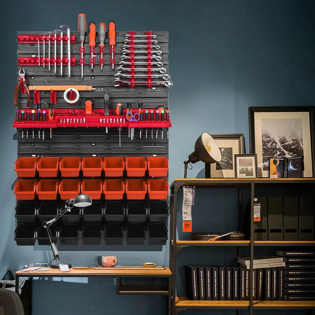 49-Piece Wall-Mounted Pegboard Tool Organiser