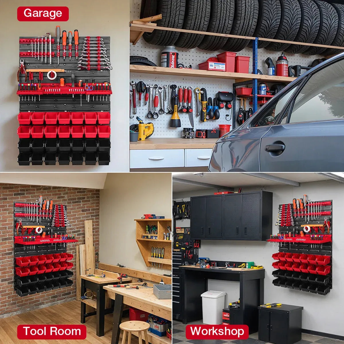 49-Piece Wall-Mounted Pegboard Tool Organiser