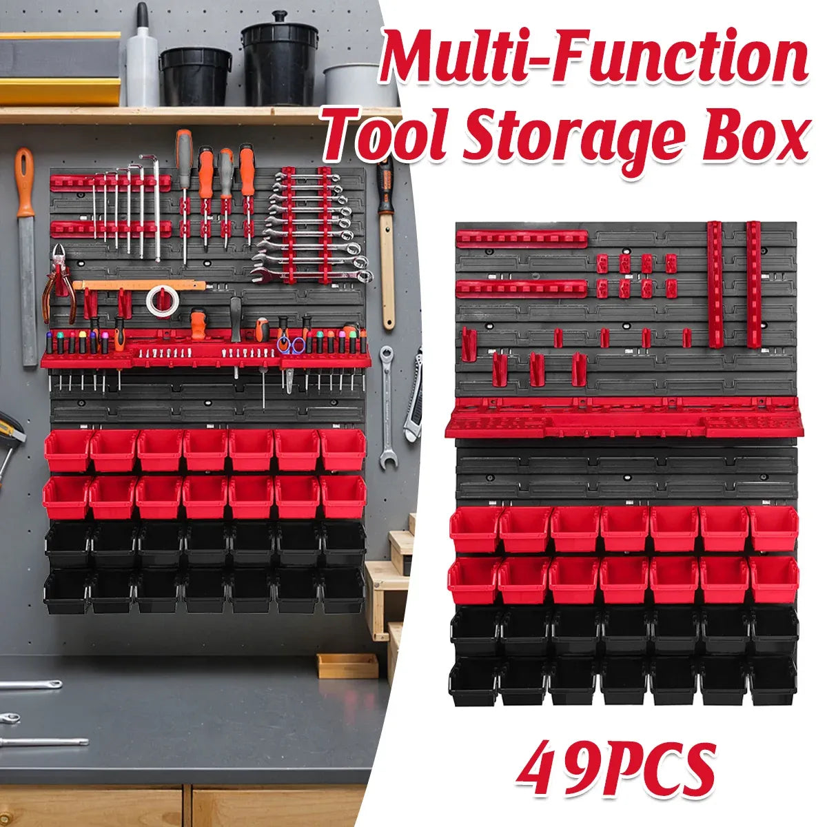 49-Piece Wall-Mounted Pegboard Tool Organiser