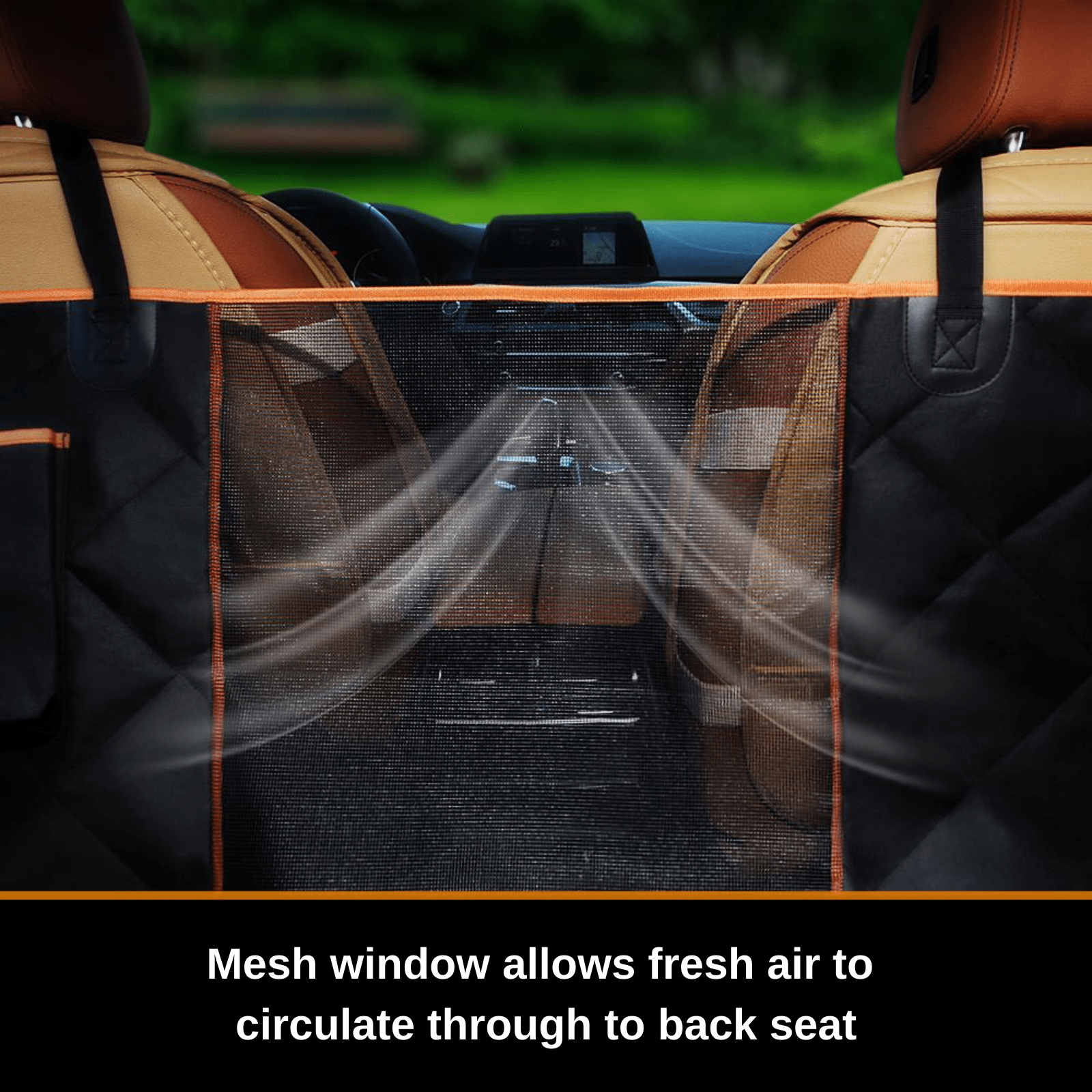 iBuddy Dog Car Seat Cover – Hammock Style, Mesh Window, Waterproof 600D Oxford | Free Seat Belt