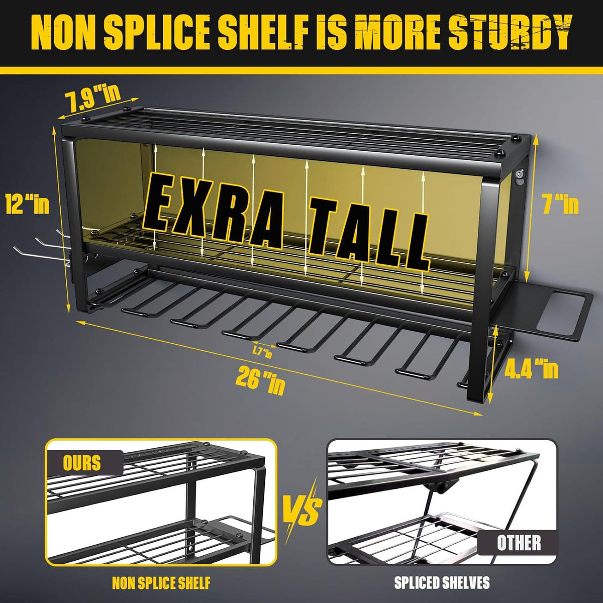 Heavy Duty Power Tool Organiser – 3-Tier Wall Mount Rack | 90kg Capacity