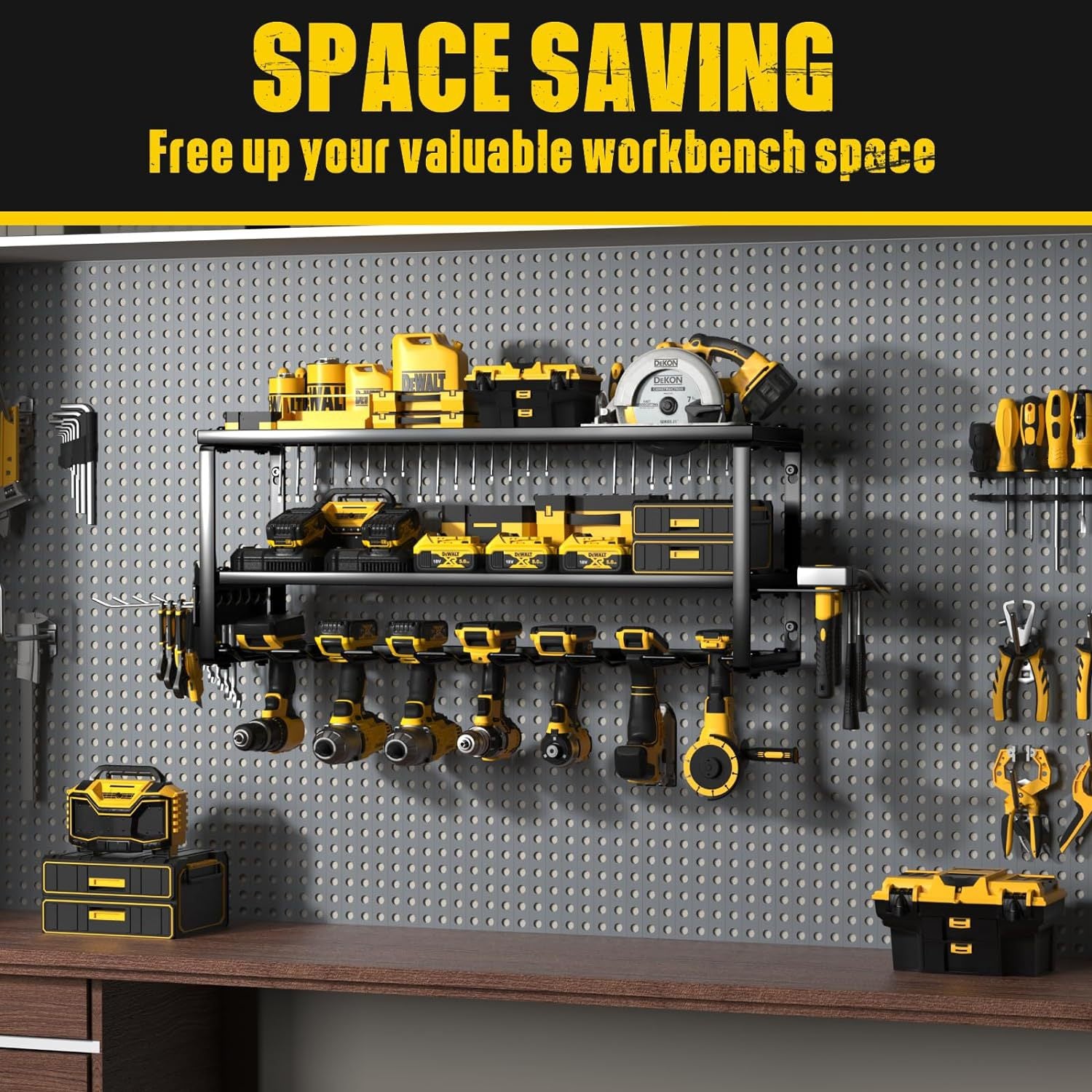 Heavy Duty Power Tool Organiser – 3-Tier Wall Mount Rack | 90kg Capacity