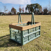 Large Collapsible Storage Basket with Handles – Foldable PP | Green