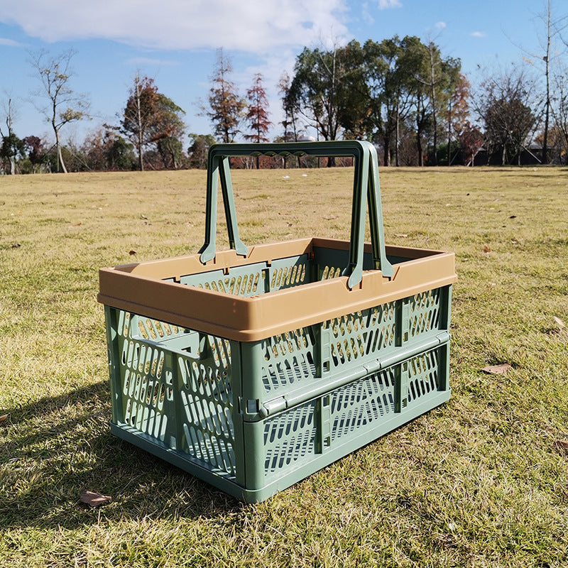 Large Collapsible Storage Basket with Handles – Foldable PP | Green
