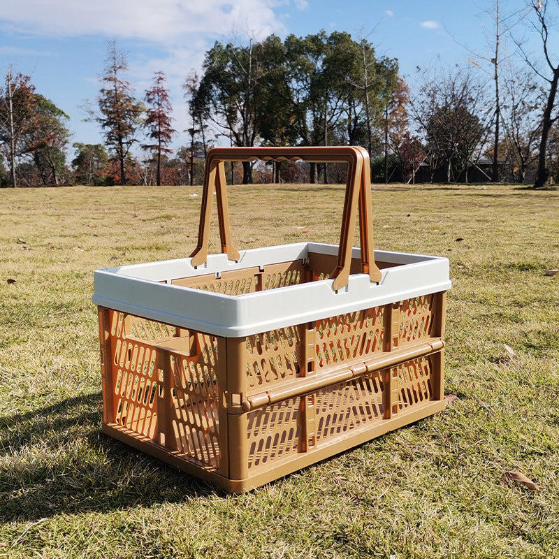 Large Collapsible Storage Basket with Handles – Foldable PP | Brown
