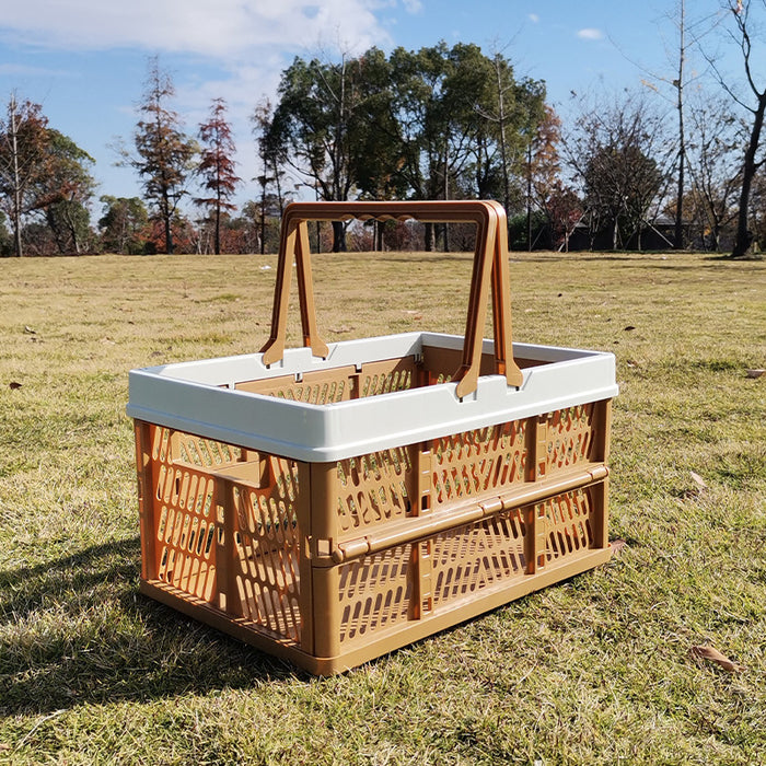Large Collapsible Storage Basket with Handles – Foldable PP | Brown