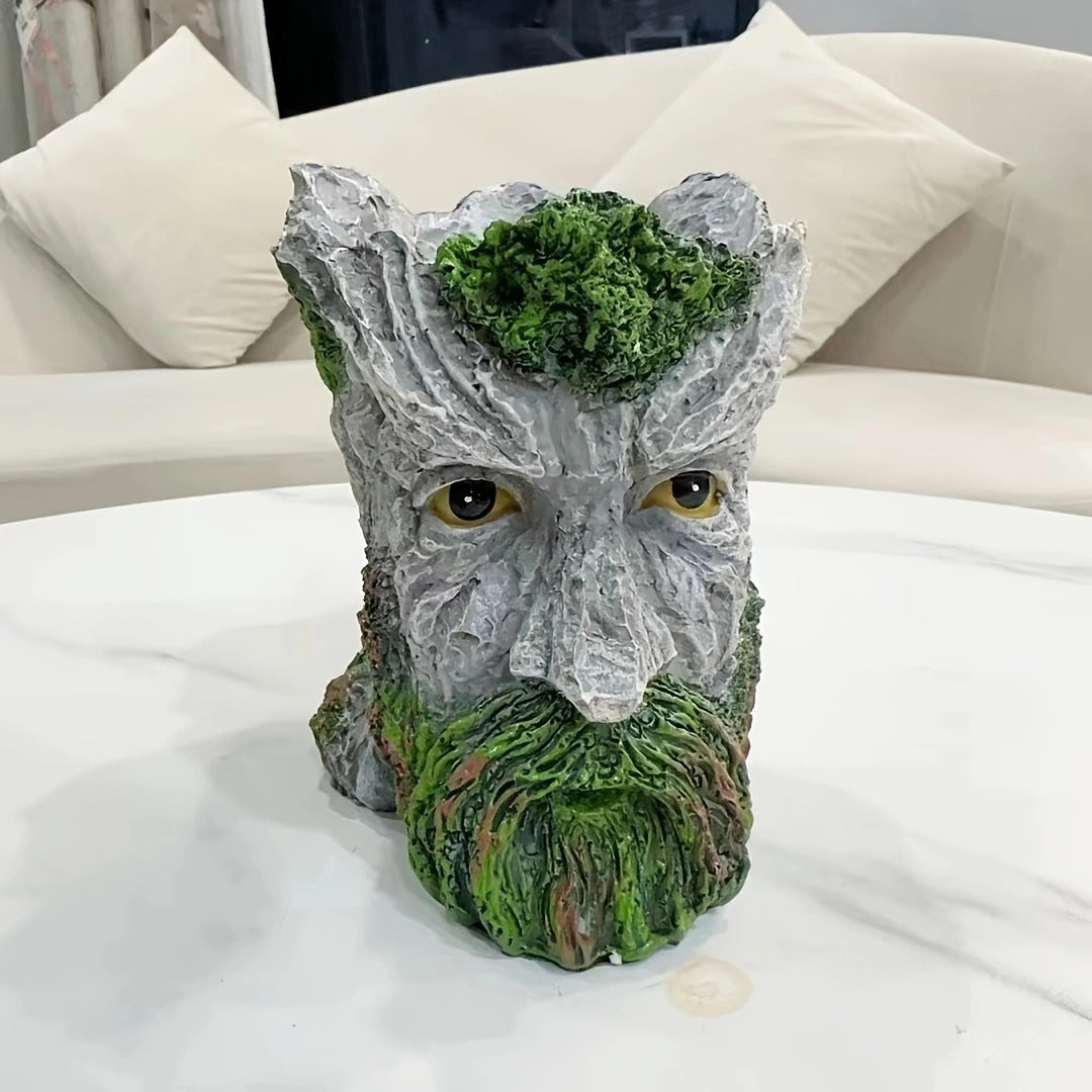 Resin Tree Stump Old Man Head Planter – Garden & Home Décor