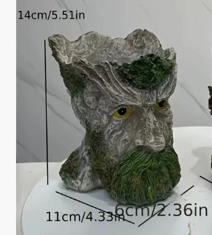 Resin Tree Stump Old Man Head Planter – Garden & Home Décor