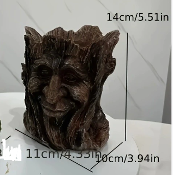 Resin Tree Stump Old Man Head Planter – Garden & Home Décor