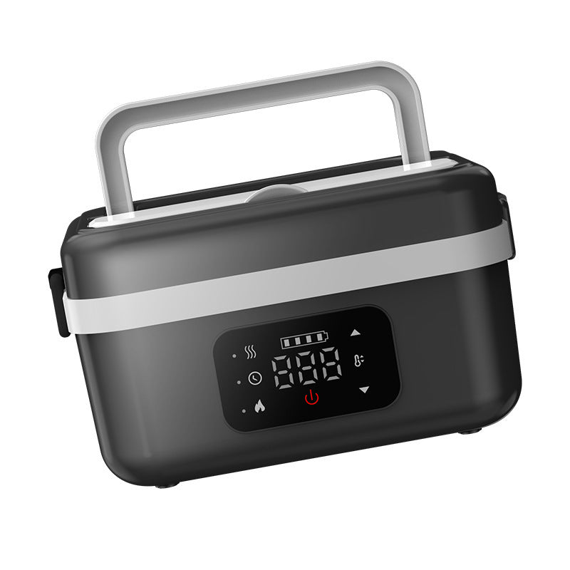Cordless Heated Lunch Box 1L – Waterless USB Rechargeable Bento Box | 304 Stainless Steel | Black