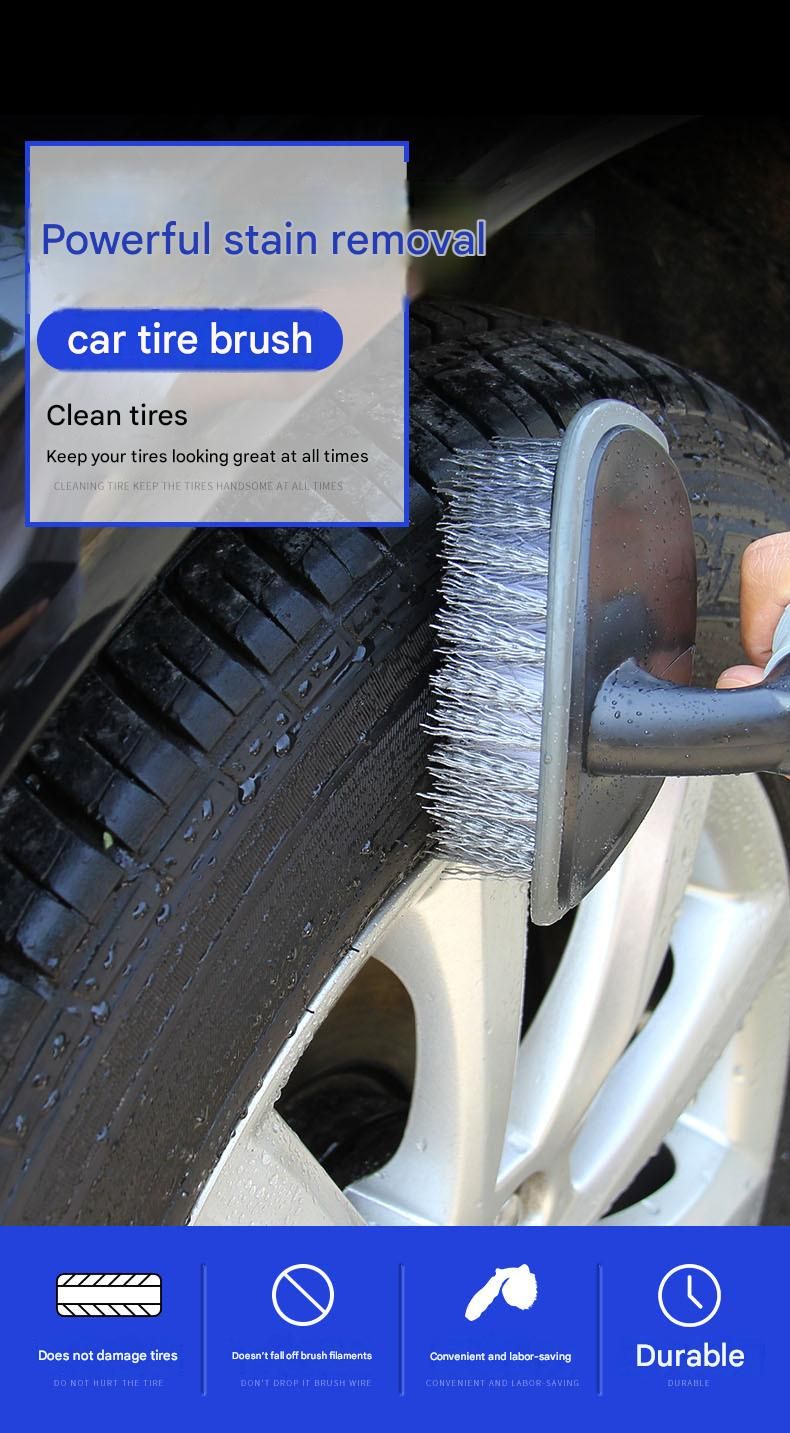 Car Tyre & Wheel Rim Cleaning Brush Set 3-Piece | Heavy Duty L-Shaped Auto Detailing Brushes
