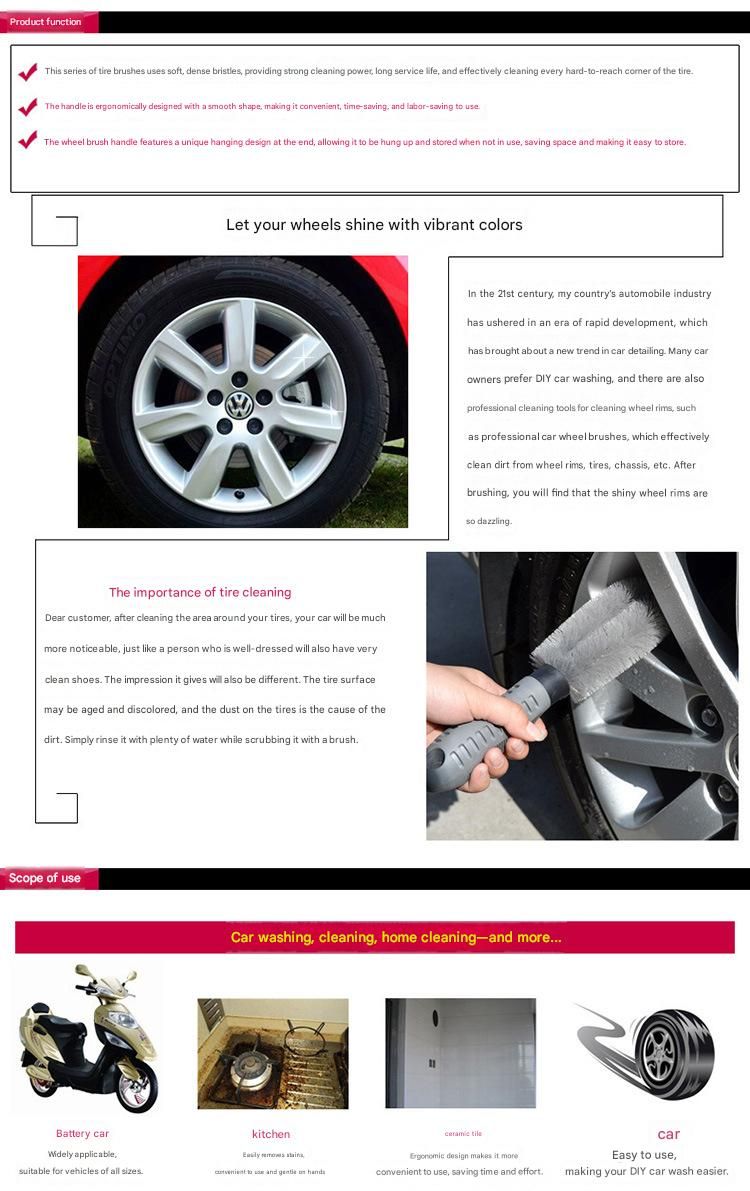 Car Tyre & Wheel Rim Cleaning Brush Set 3-Piece | Heavy Duty L-Shaped Auto Detailing Brushes