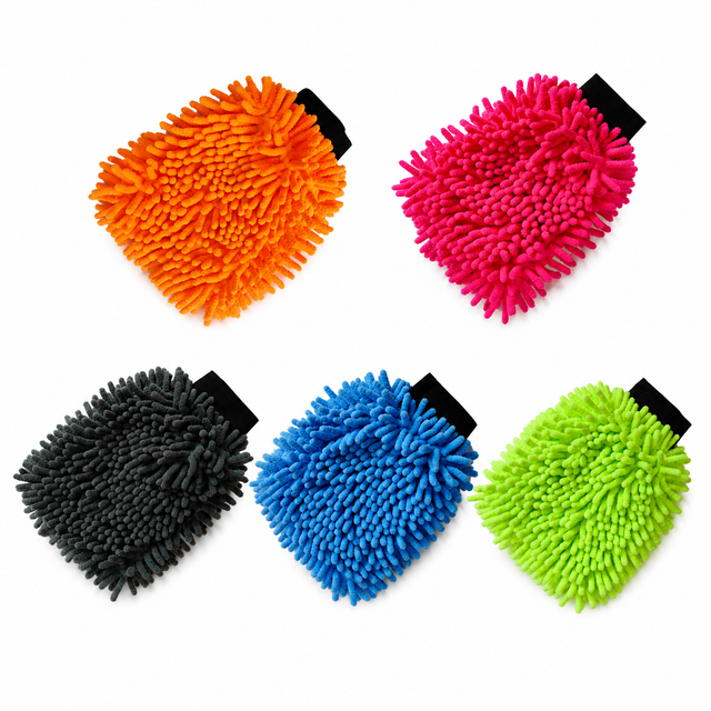 Chenille Car Wash Mitts 5-Pack | Thickened Microfiber Double-Sided Cleaning Gloves | Waterproof Lining