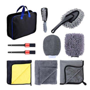 11-Piece Car Wash & Detailing Kit – 9L Collapsible Bucket, Microfibre Towels, Brushes & Mitts | Blue