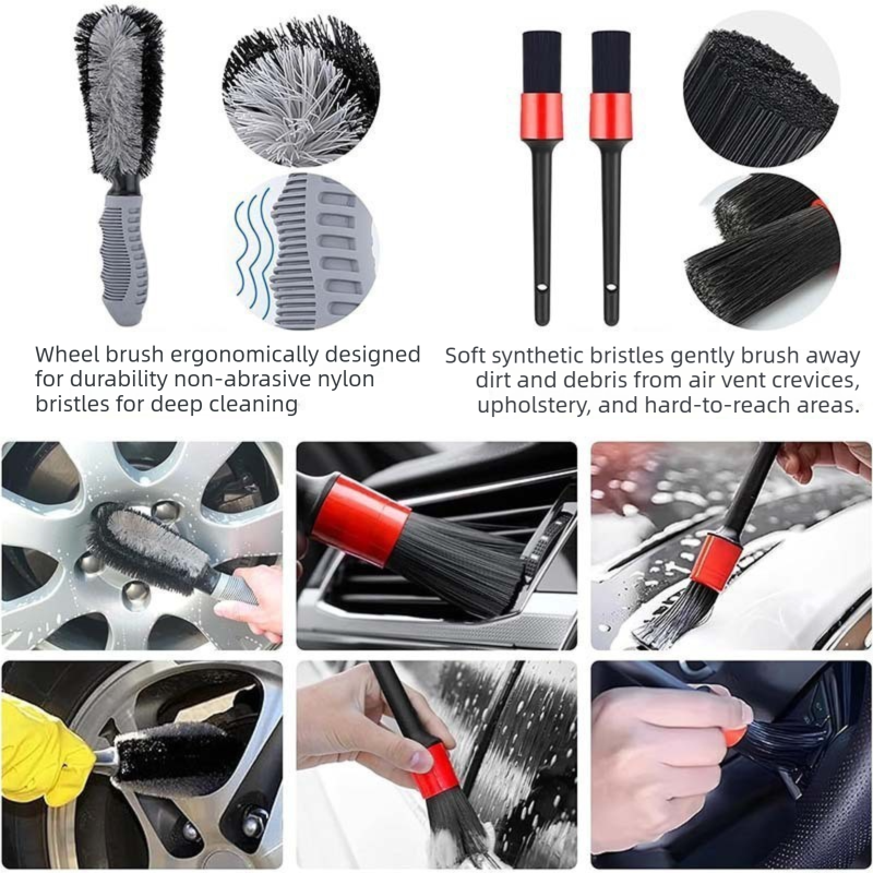 11-Piece Car Wash & Detailing Kit – 9L Collapsible Bucket, Microfibre Towels, Brushes & Mitts | Blue