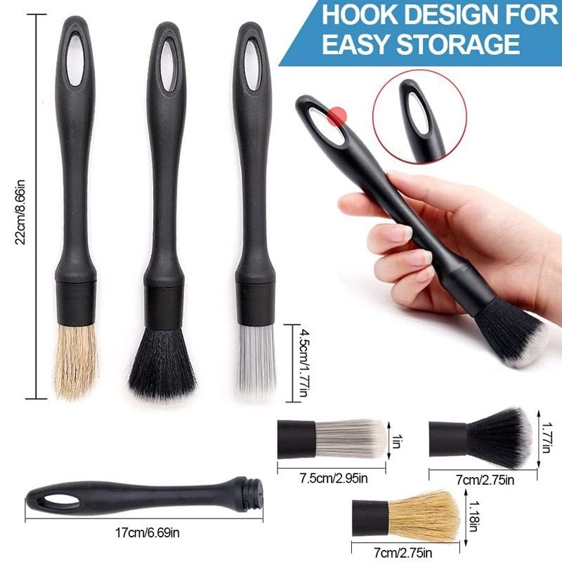 Car Detailing Brush Set 5-Piece | Soft Bristle Interior Brushes for Dashboard, Air Vents & Wheels